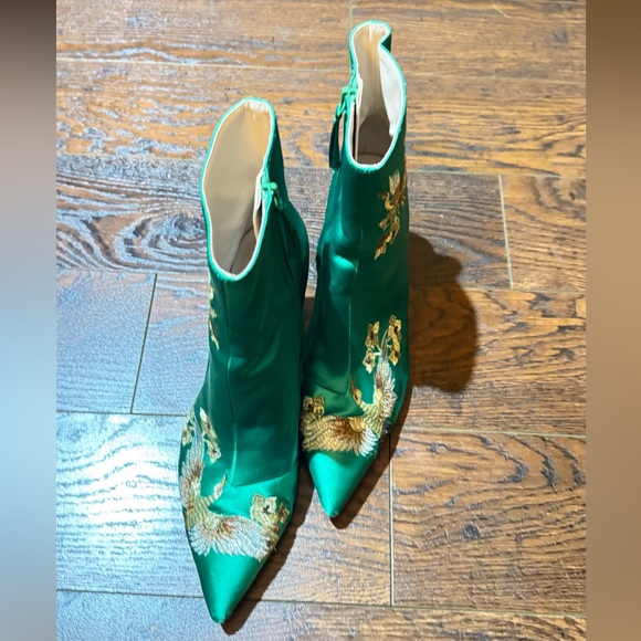 Zara Emerald Satin Green boots size 40/8.5 - Picture 4 of 10